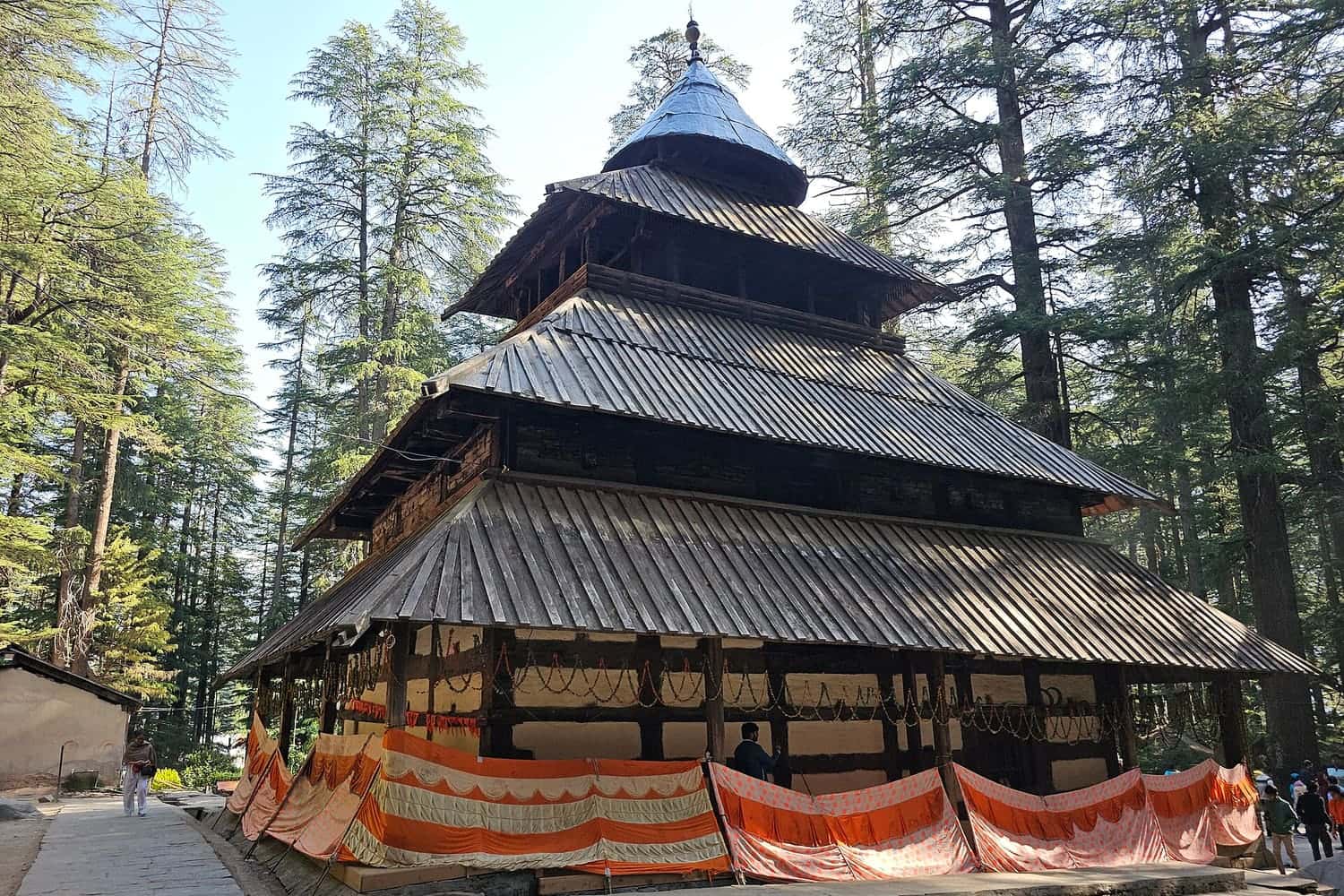 Pagoda-style Hadimba Devi temple among deodar trees, Manali