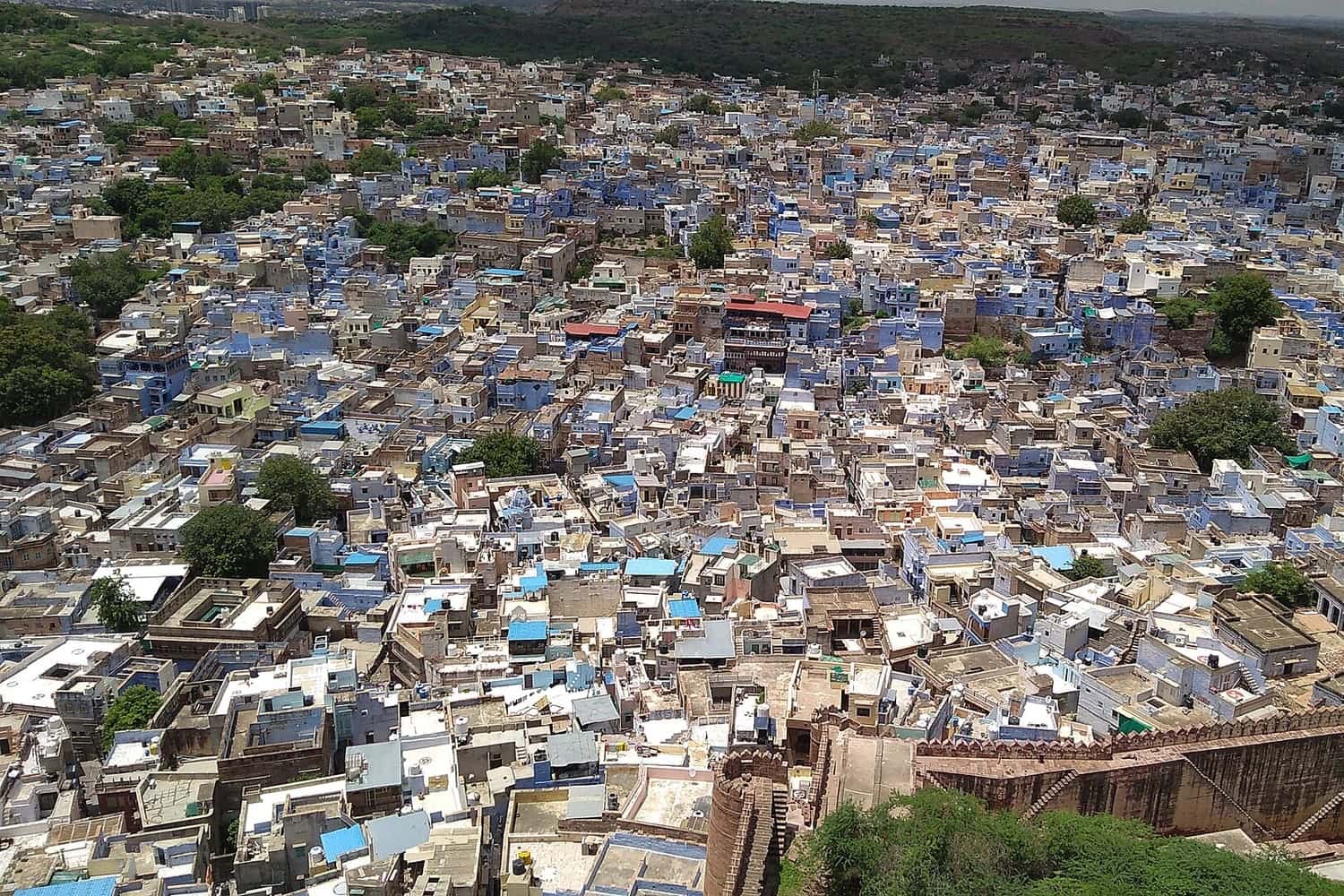 Blue-painted houses of Jodhpur seen from Mehrangarh Fort